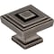Jeffrey Alexander 1-1/4" Overall Length Distressed Pewter Square Delmar Cabinet Knob 585L-DP - alternate 1